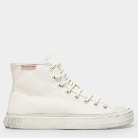 Acne Studios  Ballow High Tumbled Sneakers in White Canvas