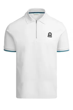 Badge Logo Zip Polo Shirt White