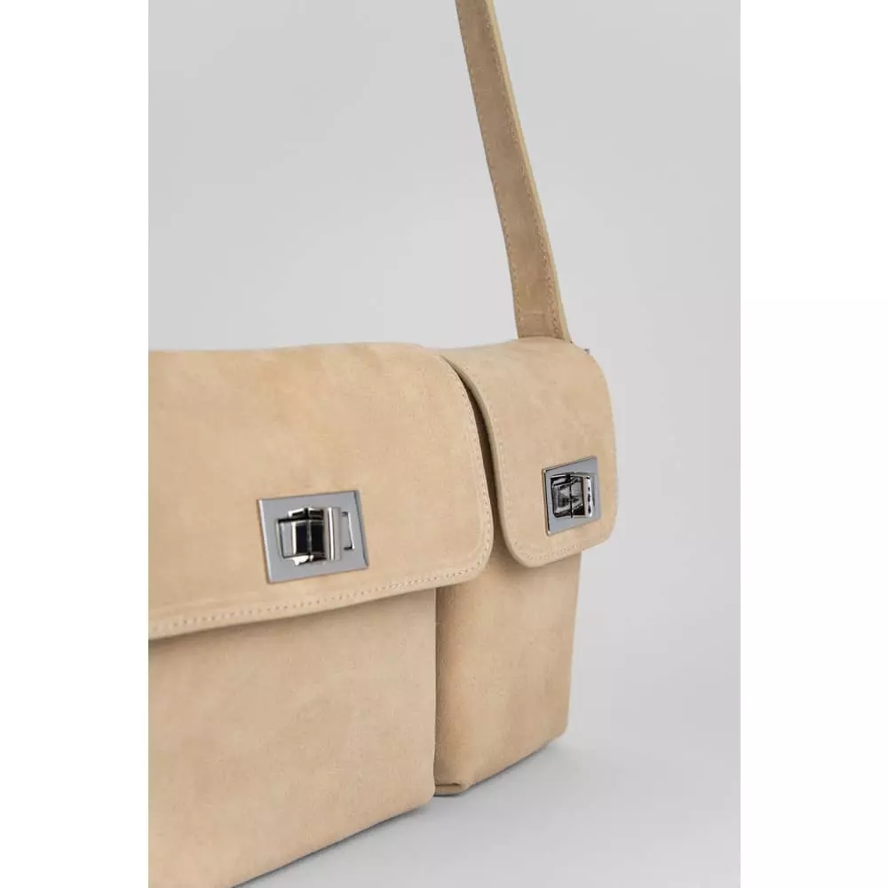 --Billy cappuccino suede leather bag-