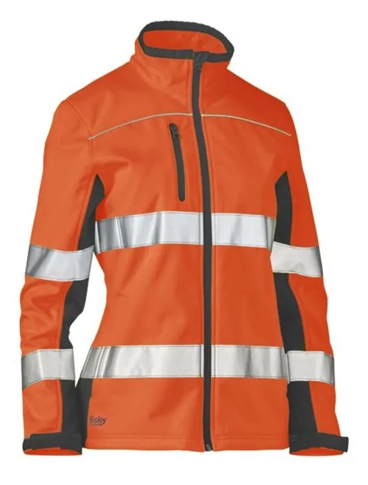 BISLEY Women's Taped Two Tone Hi Vis Soft Shell Jacket 310gsm