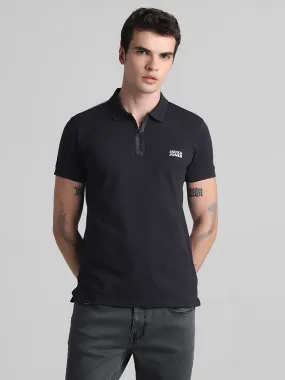 Black Zip Detail Polo T-shirt