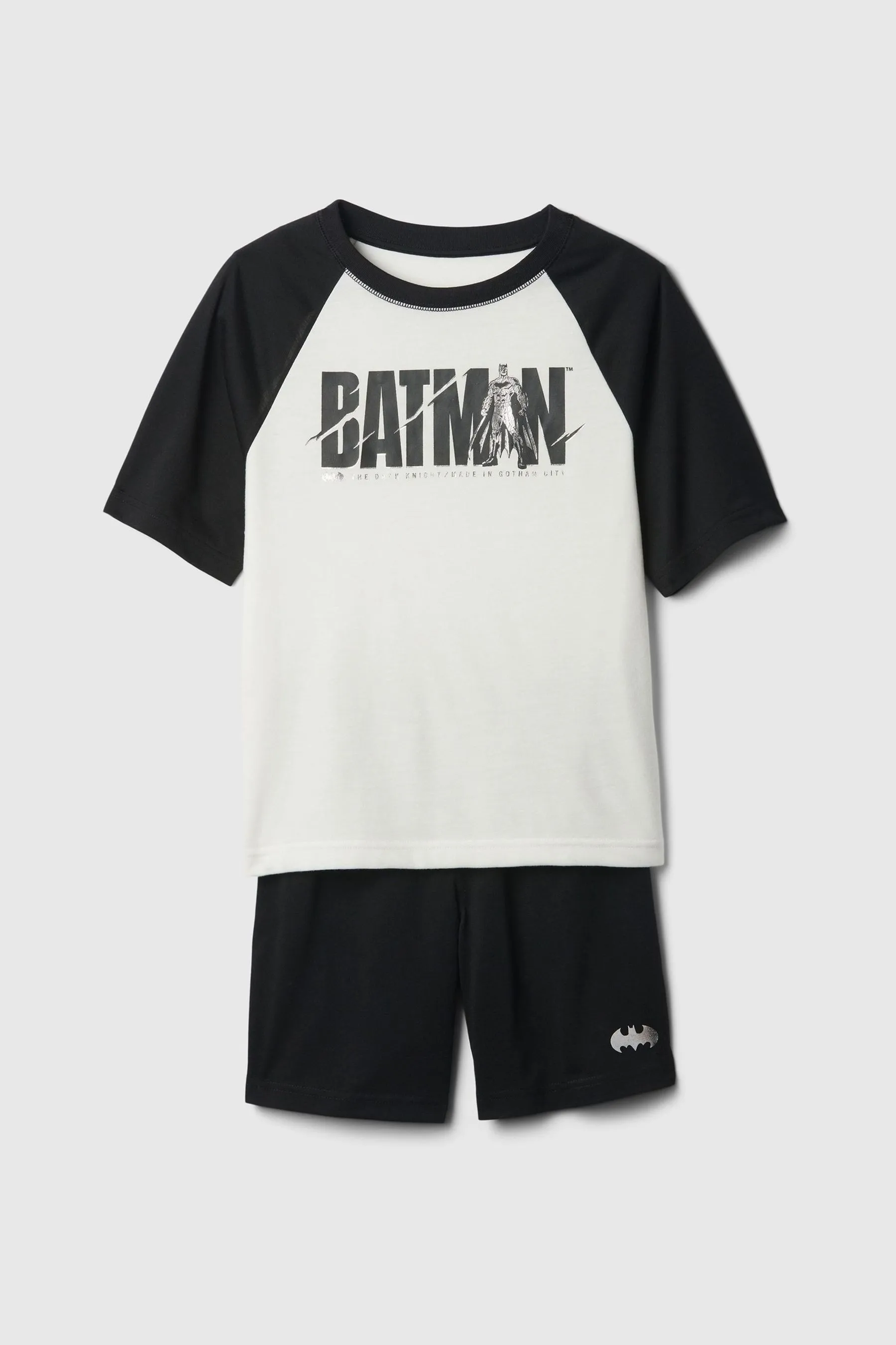 Black/White DC Recycled Batman Short Sleeve Pyjama Set (6-13yrs)