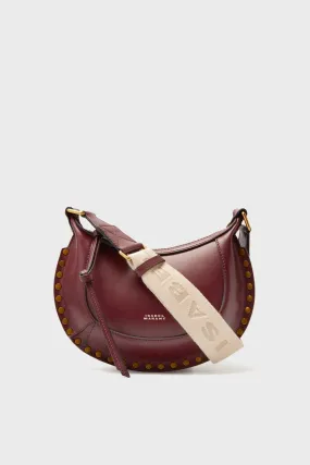 Burgundy Leather Mini Moon Crossbody