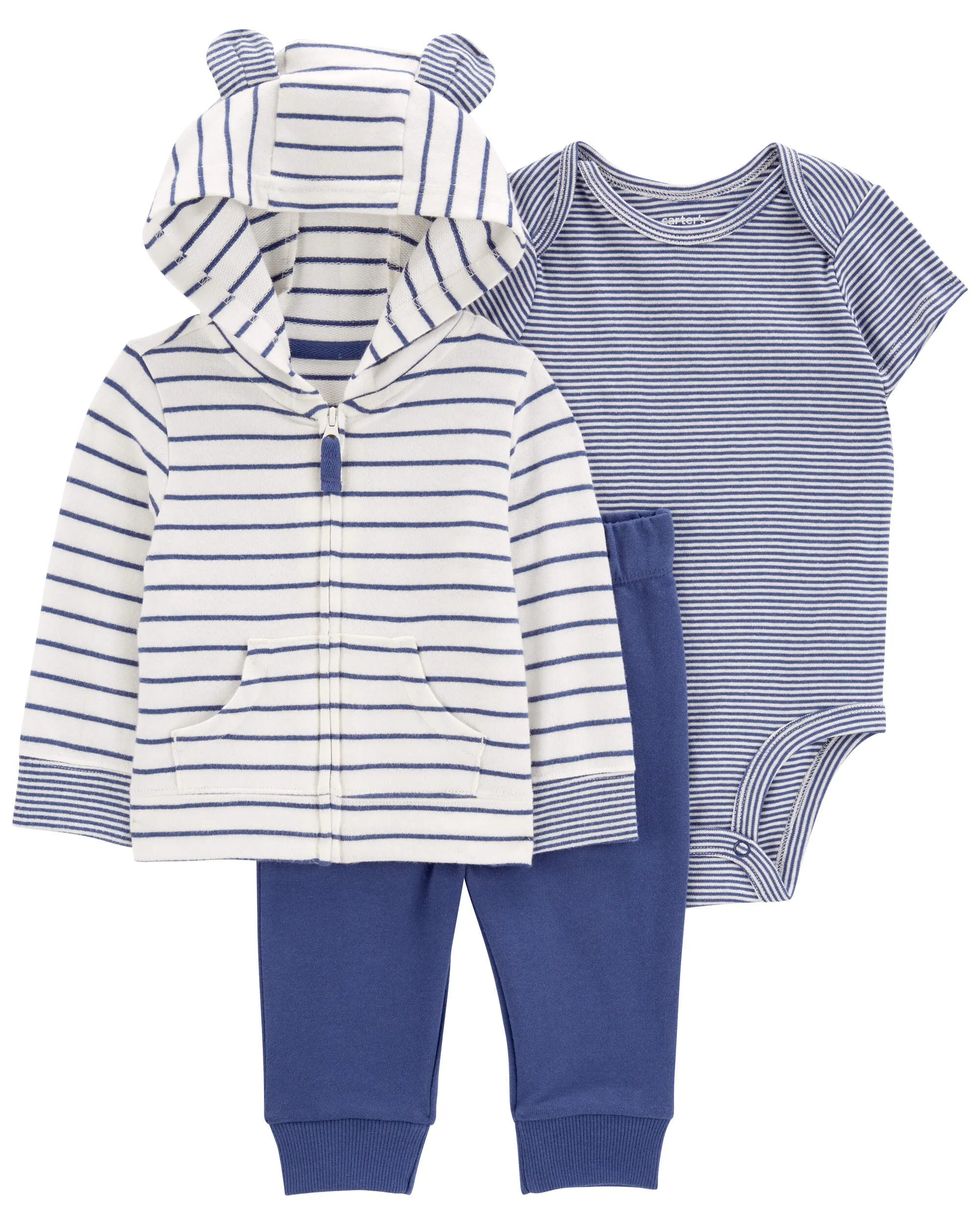 Carters Oshkosh Baby 3-Piece Blue Striped Little Jacket Set