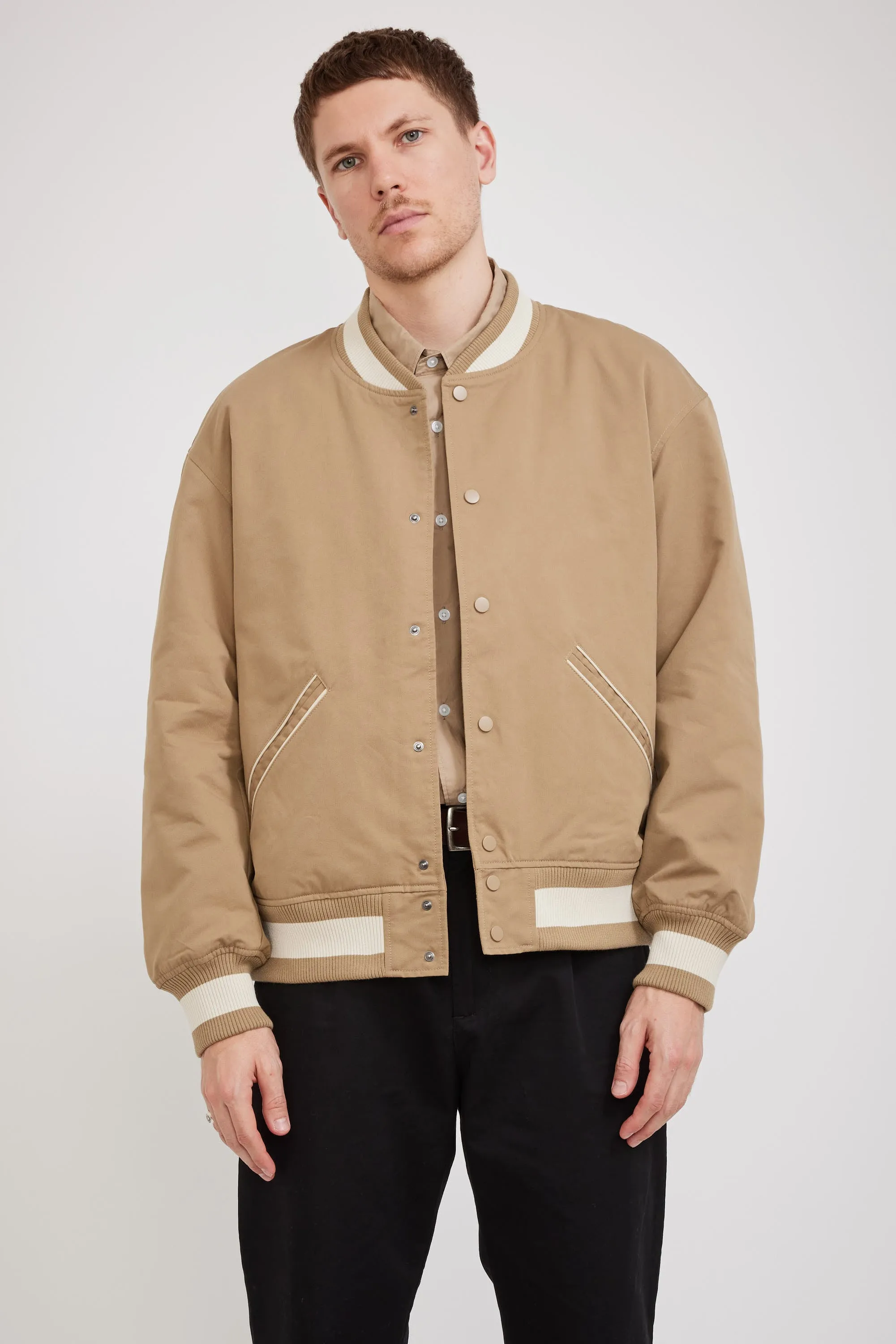 Cavalry Twill Varsity Jacket Beige