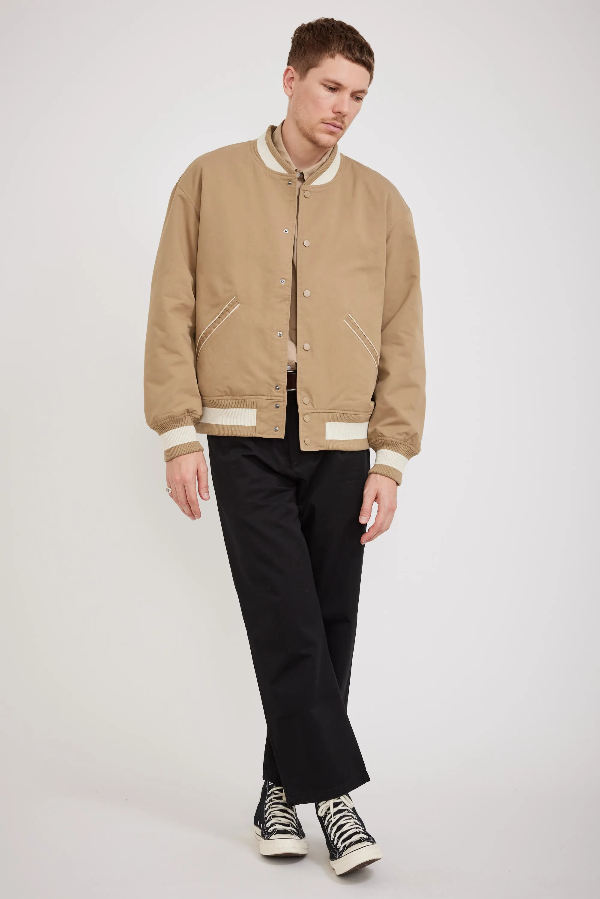 Cavalry Twill Varsity Jacket Beige