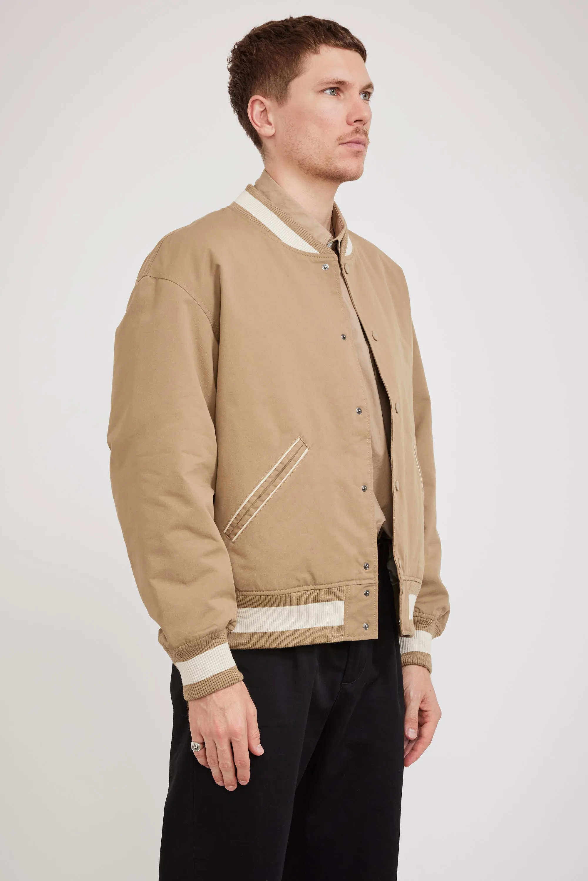 Cavalry Twill Varsity Jacket Beige