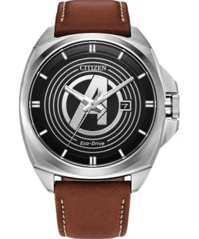 Citizen Eco-Drive Men's Marvel Classic Avengers Legacy Brown Leather Strap Watch 42mm