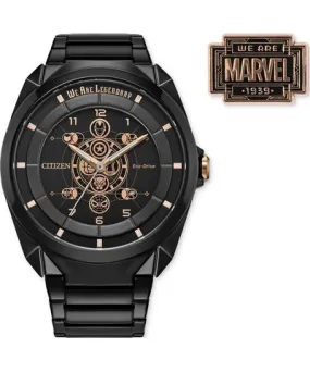 Citizen Eco-Drive Men's Marvel Legends 85th Anniversary Black-Tone Stainless Steel Bracelet Watch 43mm Boxed Set