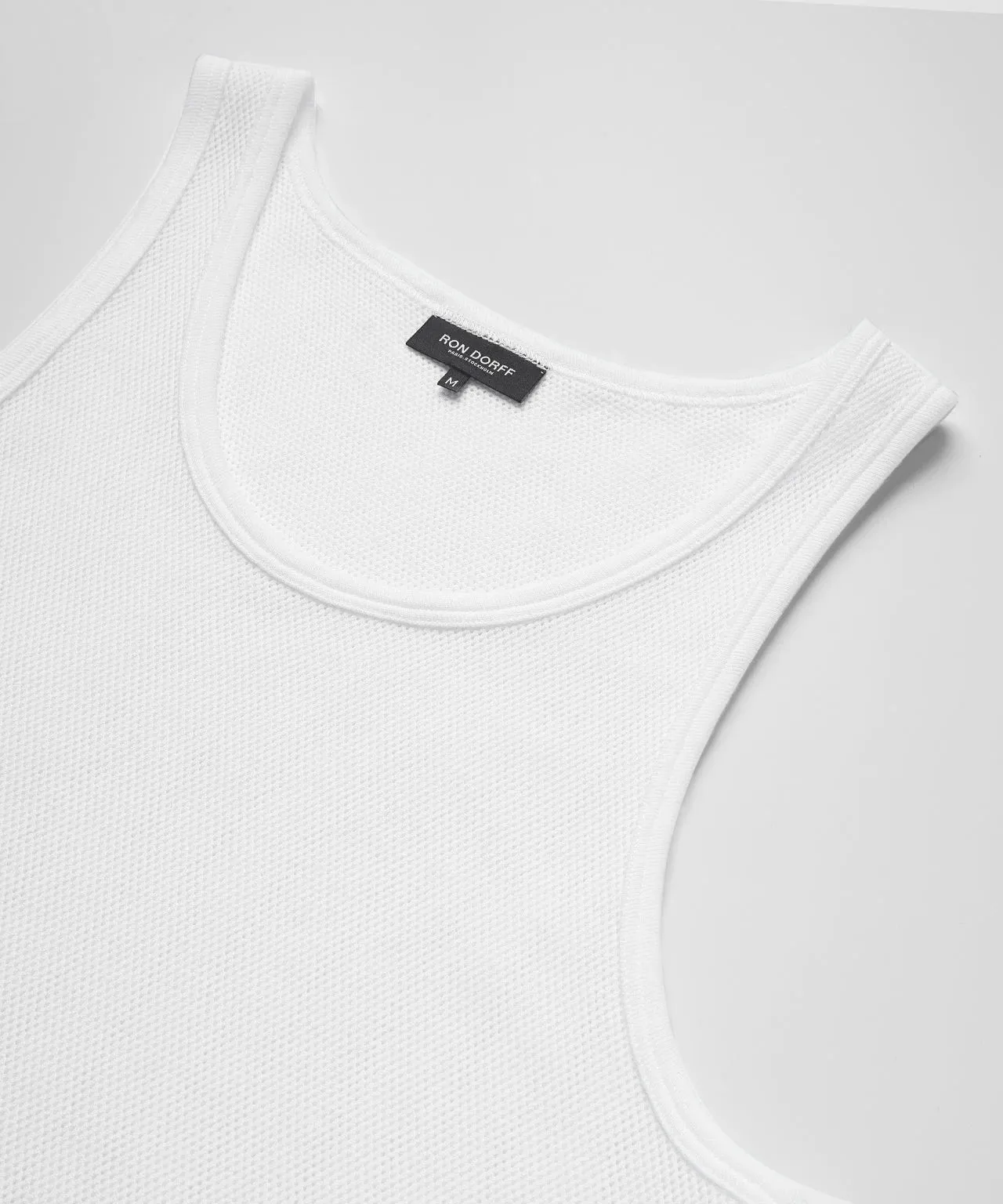 Cotton Mesh Tank Top: White