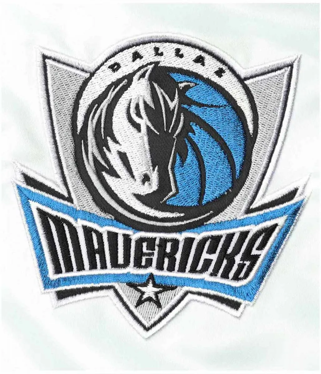 Dallas Mavericks Renegade Full-Snap White and Blue Satin Jacket