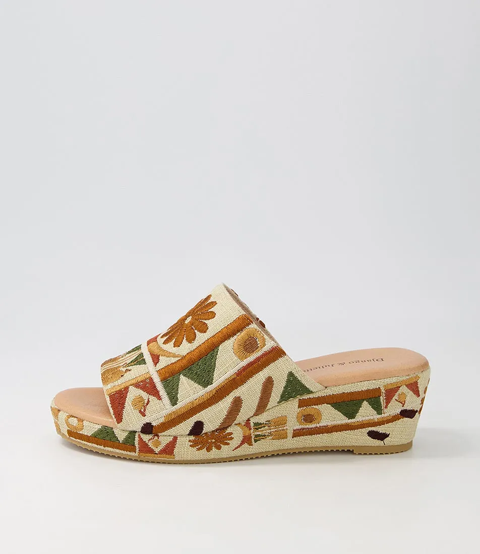 DJANGO & JULIETTE Sahann Natural Multi Fabric Sandals