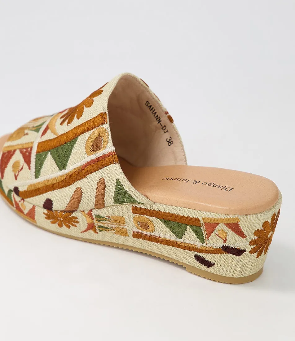 DJANGO & JULIETTE Sahann Natural Multi Fabric Sandals