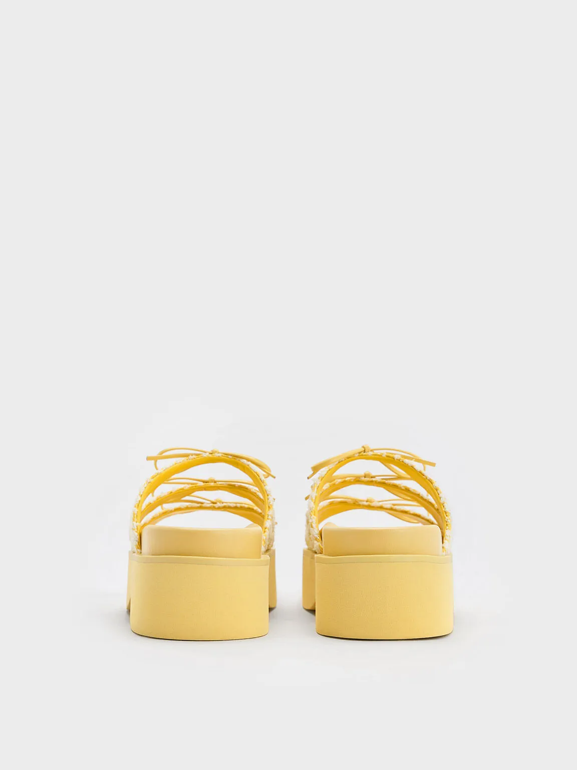 Dorri Houndstooth Triple-Bow Platform Sandals - Yellow