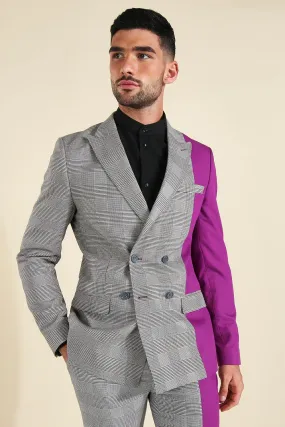 Double Breasted Skinny Spliced Suit Jacket