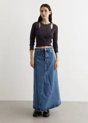 Ganni -  Overdyed Cutline Denim Double Fly Maxi Skirt - Skirt