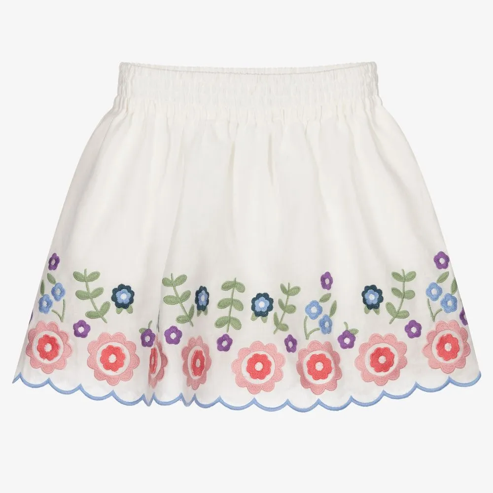 Girls Ivory Ramie Skirt