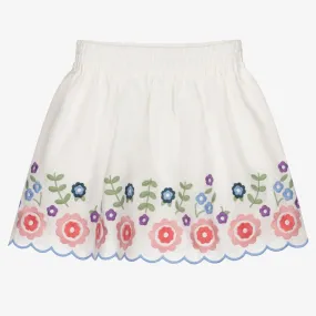 Girls Ivory Ramie Skirt