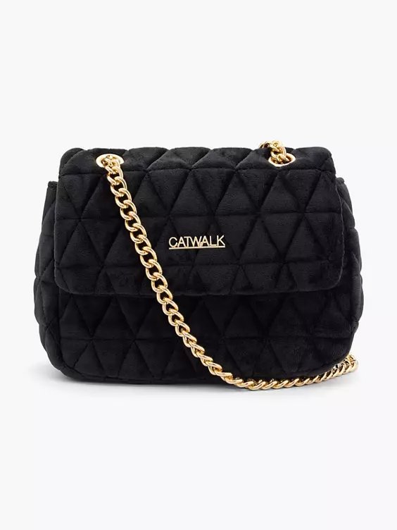 Graceland  Black Quilted Chain Strapped Cross Body Bag