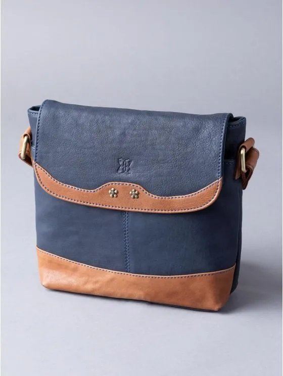 Hartsop Flapover Leather Cross Body Bag in Navy