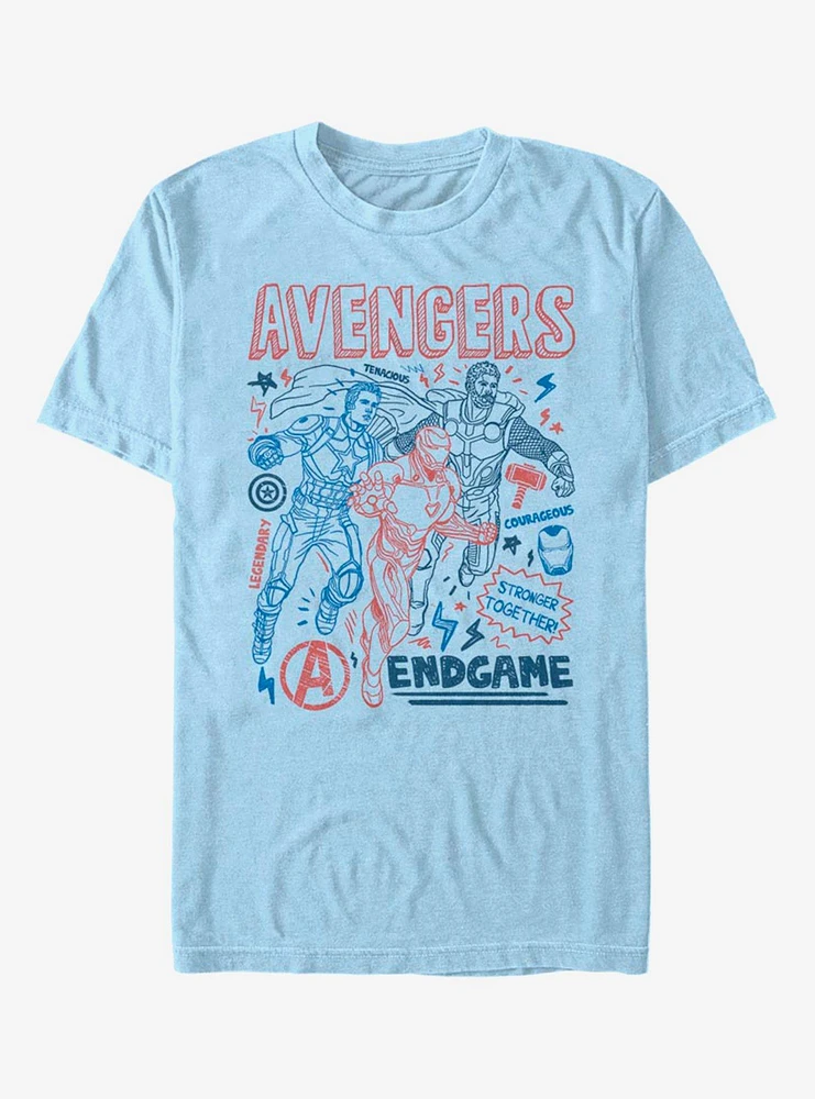 Hot Topic Marvel Avengers Earths Mightiest Doodles T-Shirt