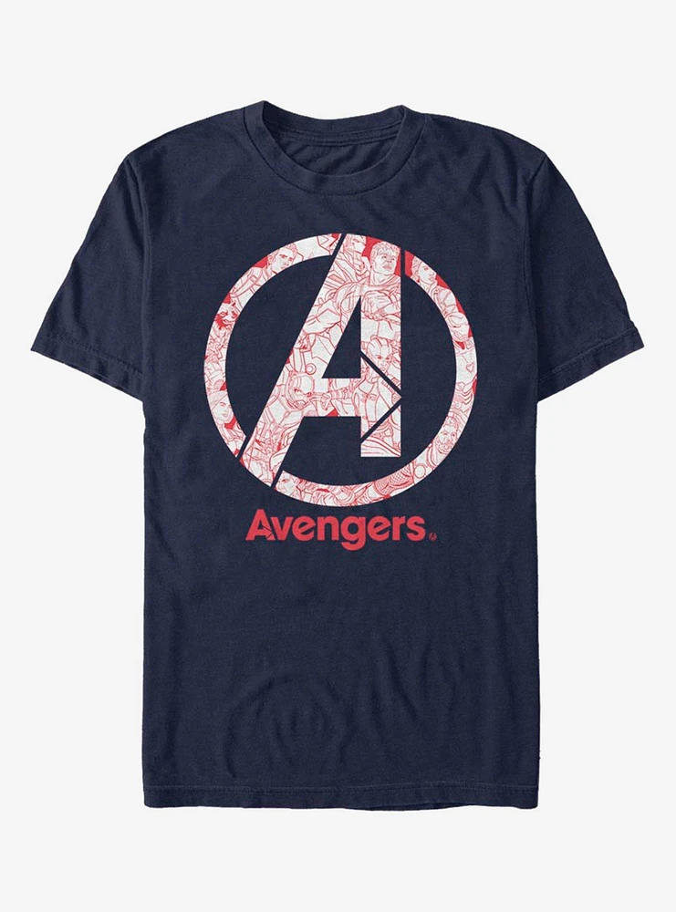 Hot Topic Marvel Avengers Line Art Logo T-Shirt