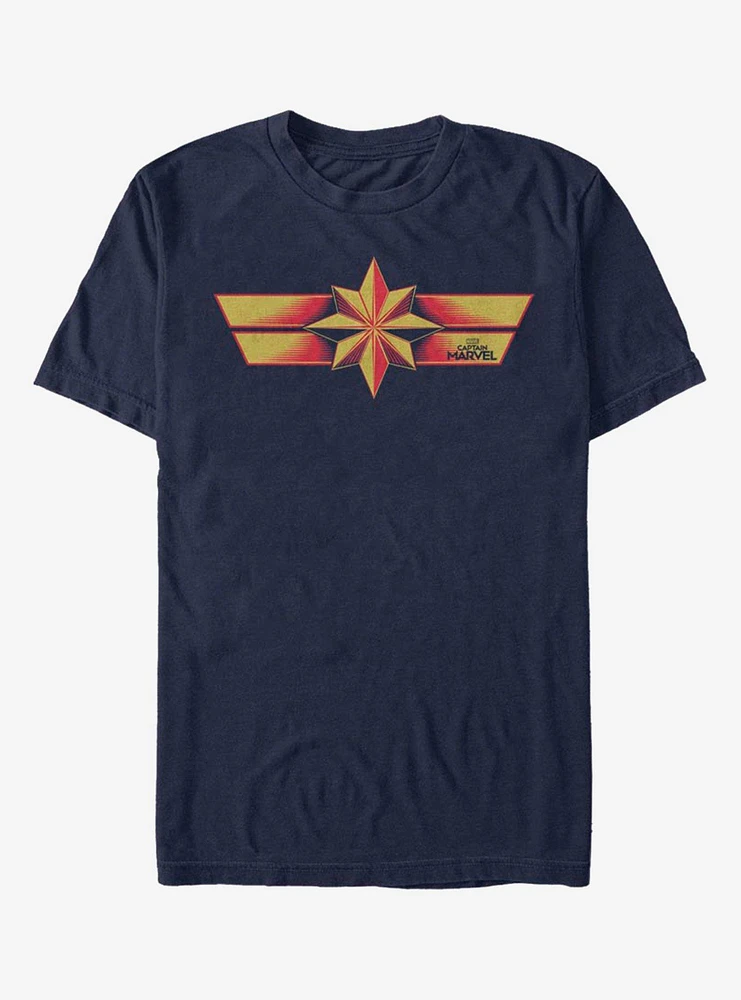 Hot Topic Marvel Captain Capt. Gold Emblem T-Shirt