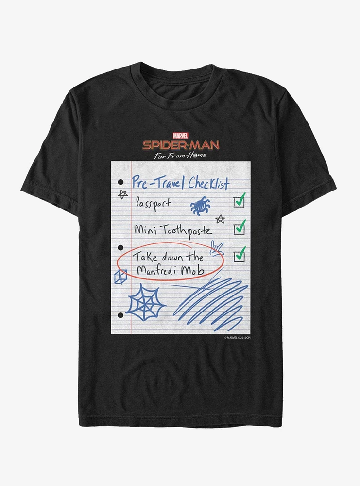 Hot Topic Marvel Spider-Man: Far From Home Spider Checklist T-Shirt