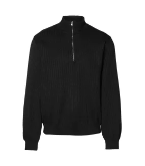 ID Mens Knitted Half Zip Pullover Fleece (Black) - UTID398