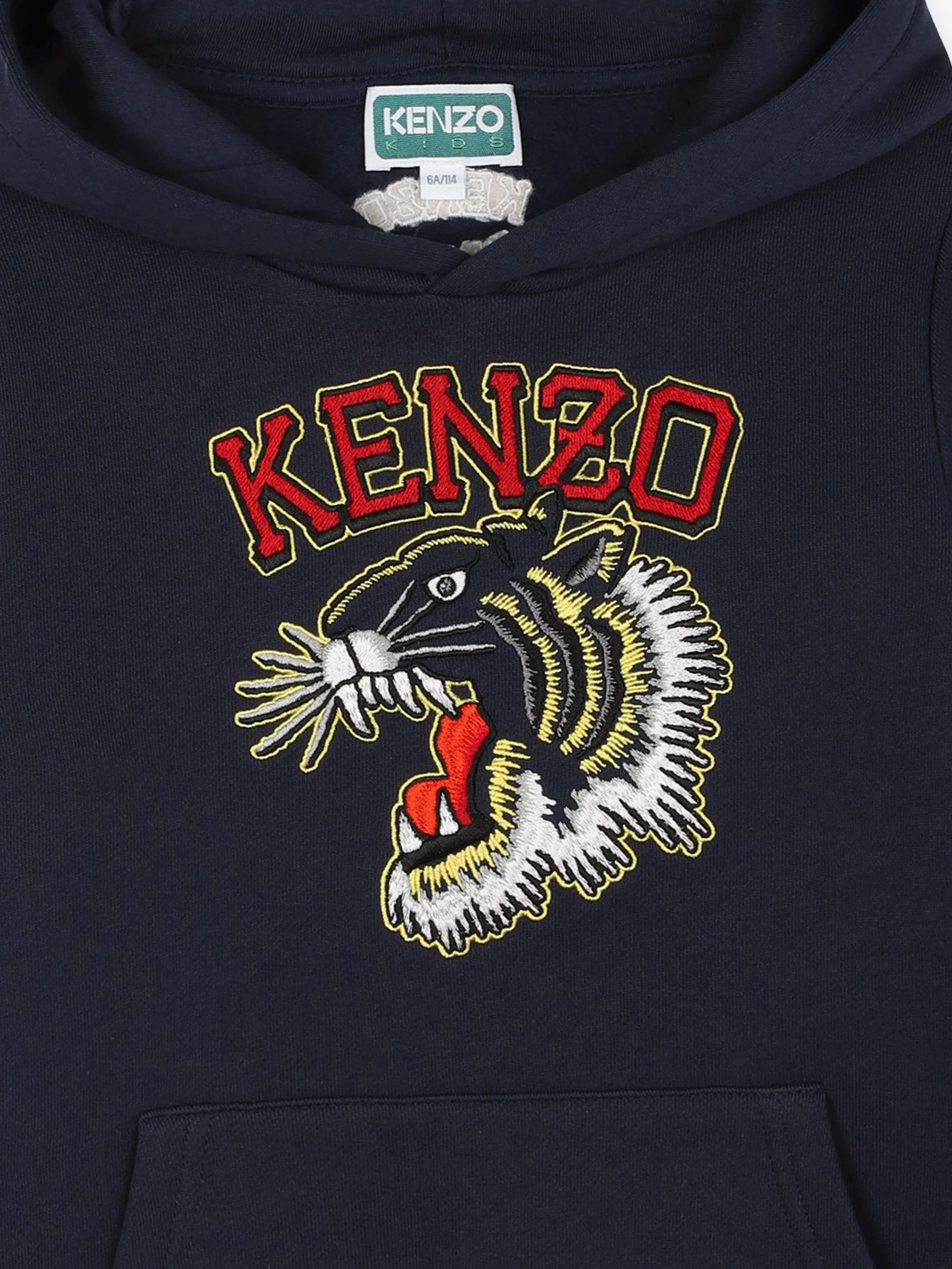 KENZO Boys Tiger Logo Hoodie in Navy