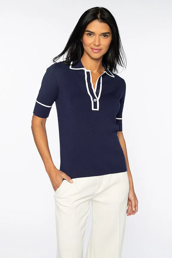 KINROSS CASHMERE - TIPPED BUTTON POLO