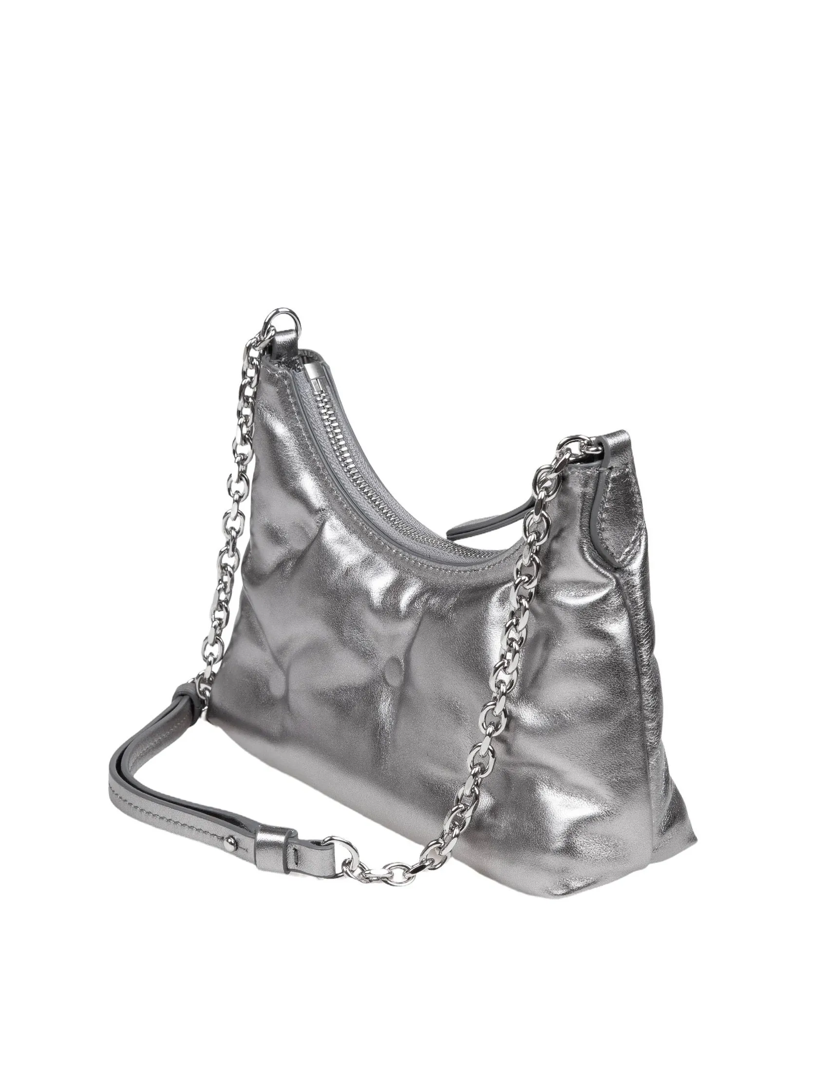 MAISON MARGIELA MICRO BAG GLAM SAM IN METALLIC LEATHER COLOR GRAY