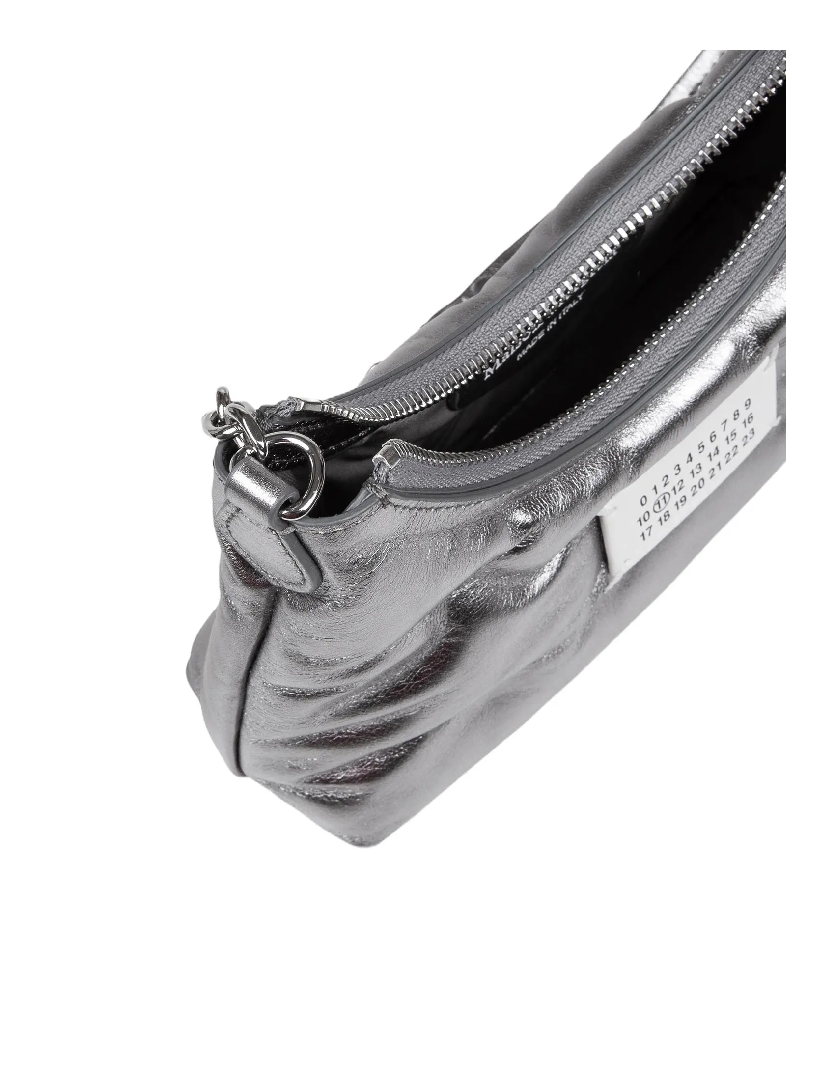 MAISON MARGIELA MICRO BAG GLAM SAM IN METALLIC LEATHER COLOR GRAY