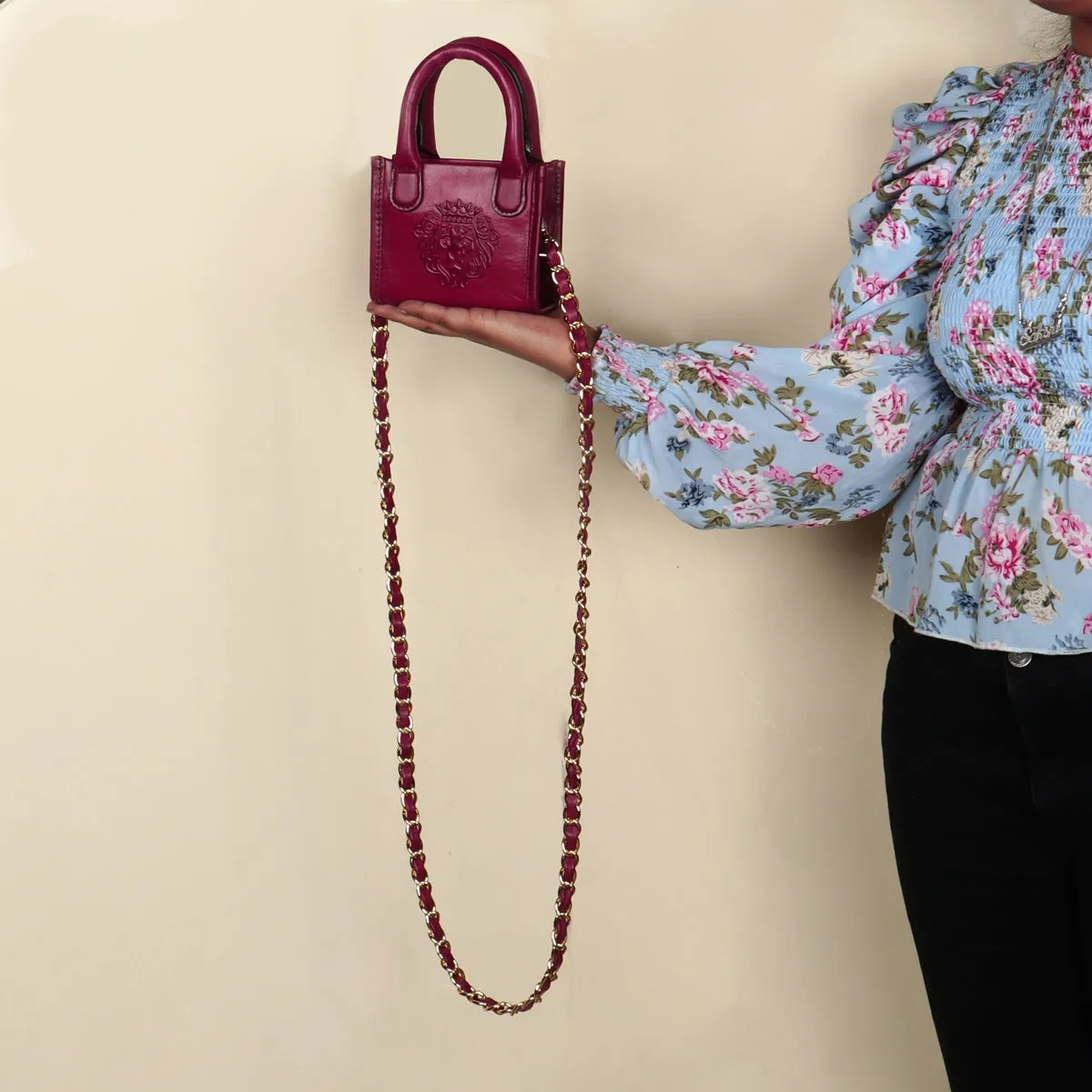 Micro Sized Pink Leather Hand Bag