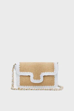 Natural and White Woven Crossbody