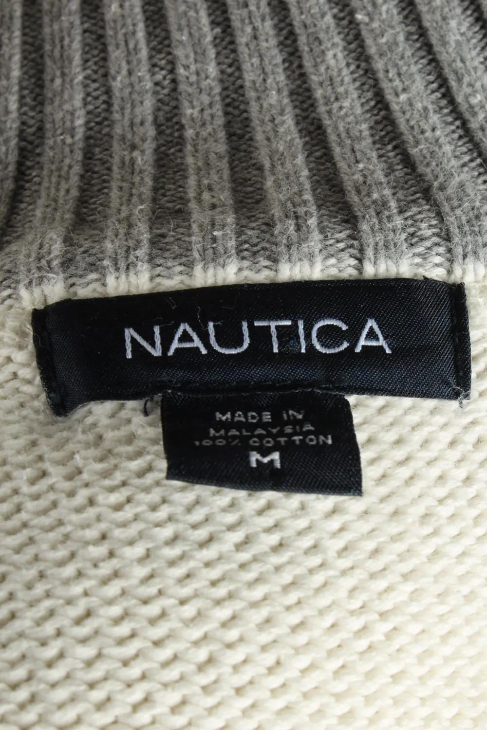 Nautica Zip Neck Jumper Pullover 90s White M - Pepper Tree London