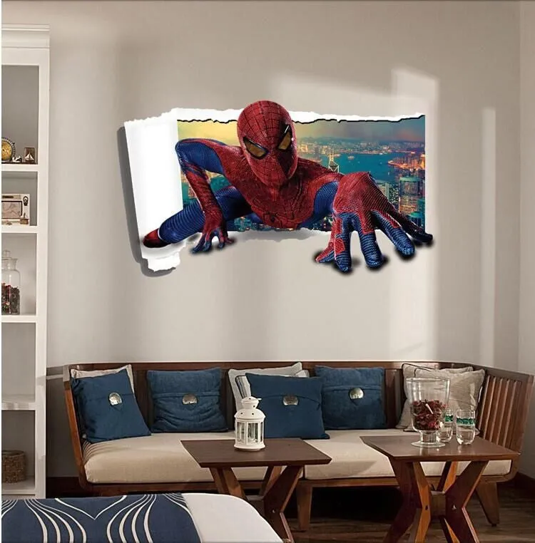 new 3D spider man wall stickers for children room cartoon wall stickers home decor bedroom living room boys wall stickers XL8121