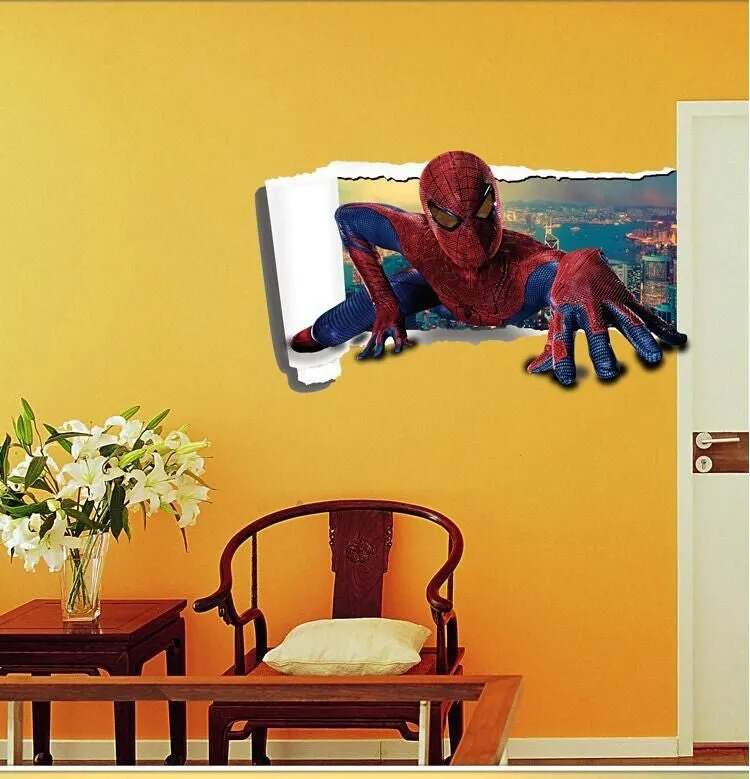 new 3D spider man wall stickers for children room cartoon wall stickers home decor bedroom living room boys wall stickers XL8121