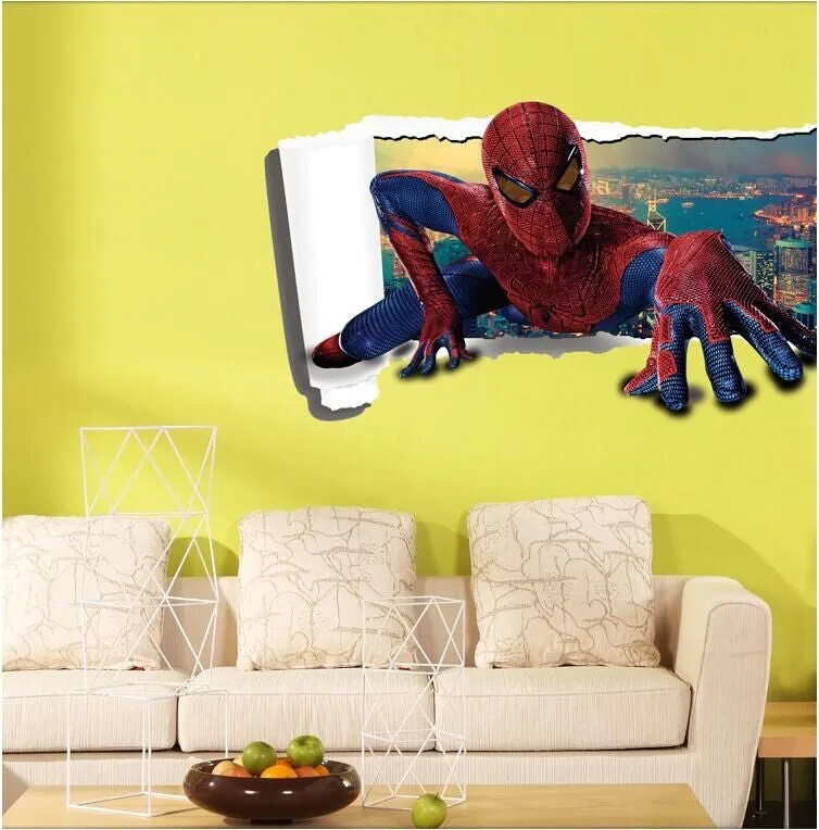 new 3D spider man wall stickers for children room cartoon wall stickers home decor bedroom living room boys wall stickers XL8121