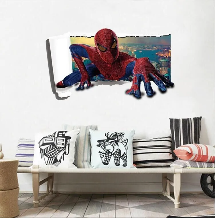 new 3D spider man wall stickers for children room cartoon wall stickers home decor bedroom living room boys wall stickers XL8121