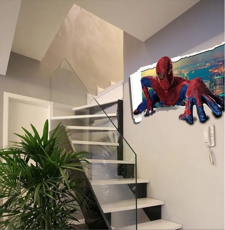 new 3D spider man wall stickers for children room cartoon wall stickers home decor bedroom living room boys wall stickers XL8121