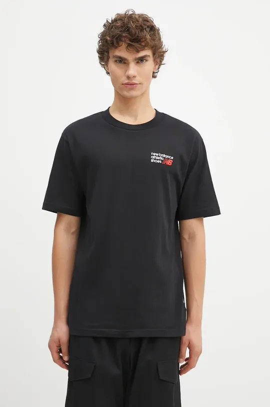 New Balance cotton t-shirt men’s black color with an application MT41908BK