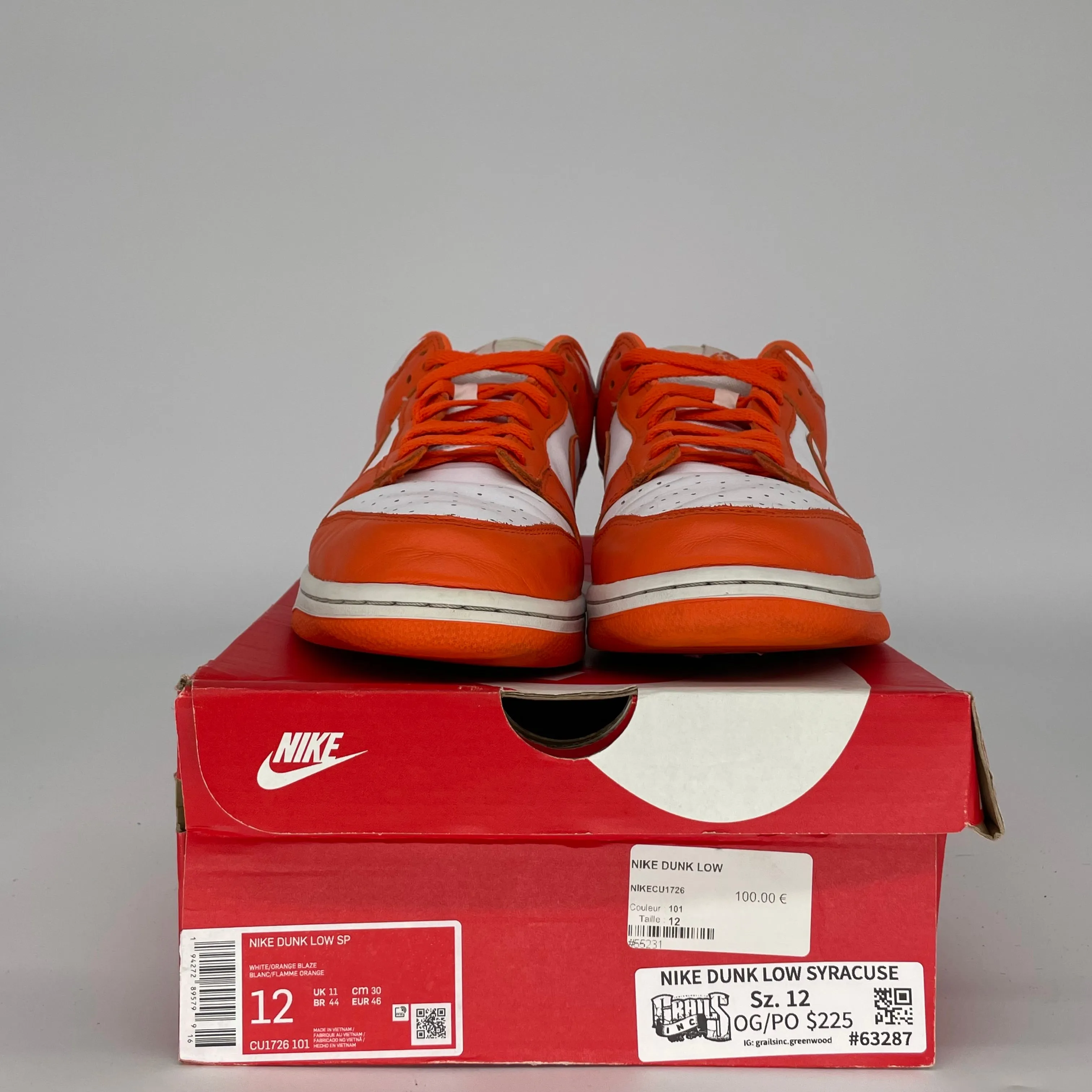 NIKE DUNK LOW SYRACUSE SIZE 12 CU1726-101