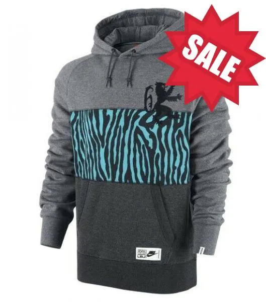 NIKE - Men - Lebron Safari Pullover Hoodie - GRY/BLU/BLK