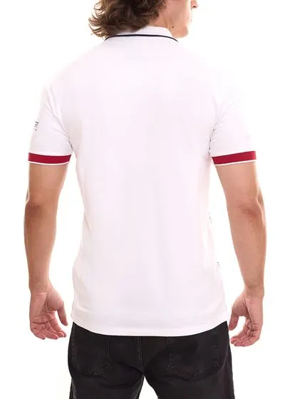 NOI. POLO ASSN. Polo manica corta, comoda polo da uomo con stampa frontale, camicia in cotone 197 65037 52520 100 bianco