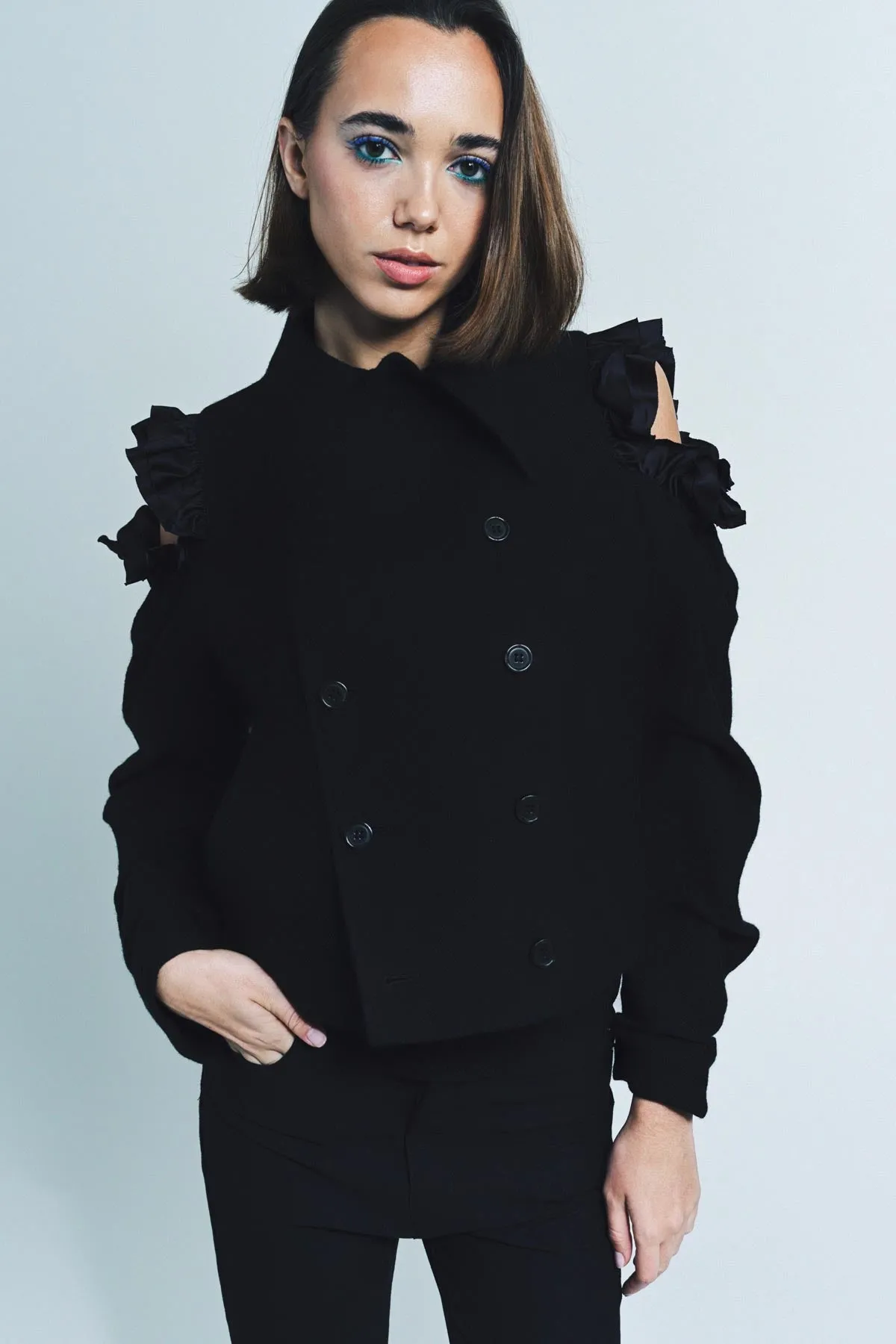 NOIR KEI NINOMIYA | MILLED SHOULDERLESS JACKET