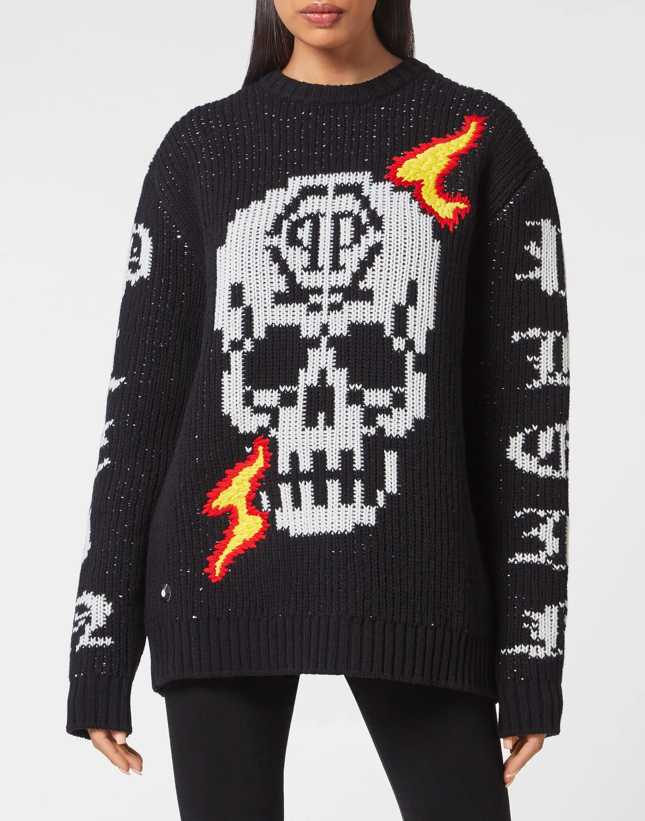 PHILIPP PLEIN Round Neck Pullover LS Skull