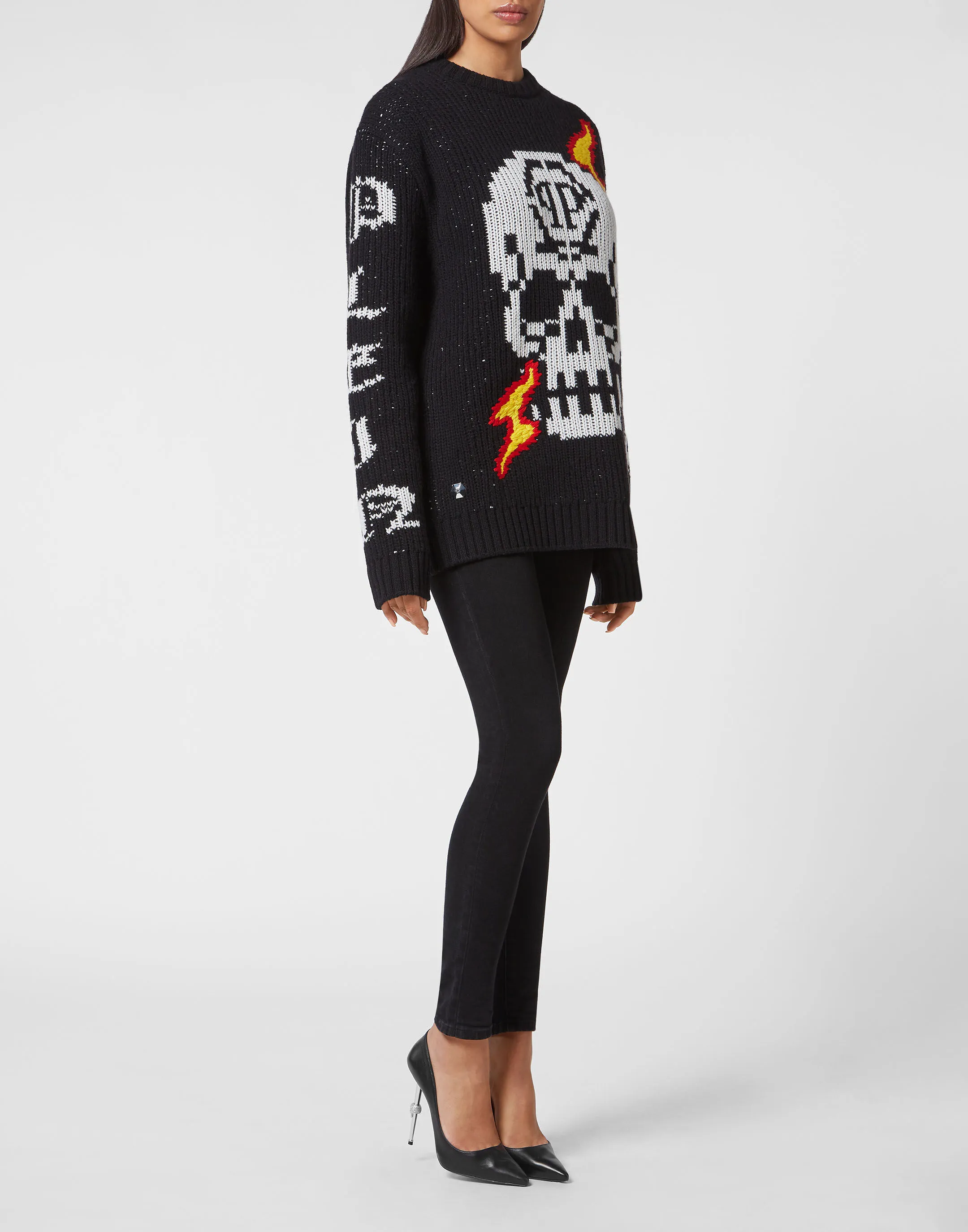 PHILIPP PLEIN Round Neck Pullover LS Skull