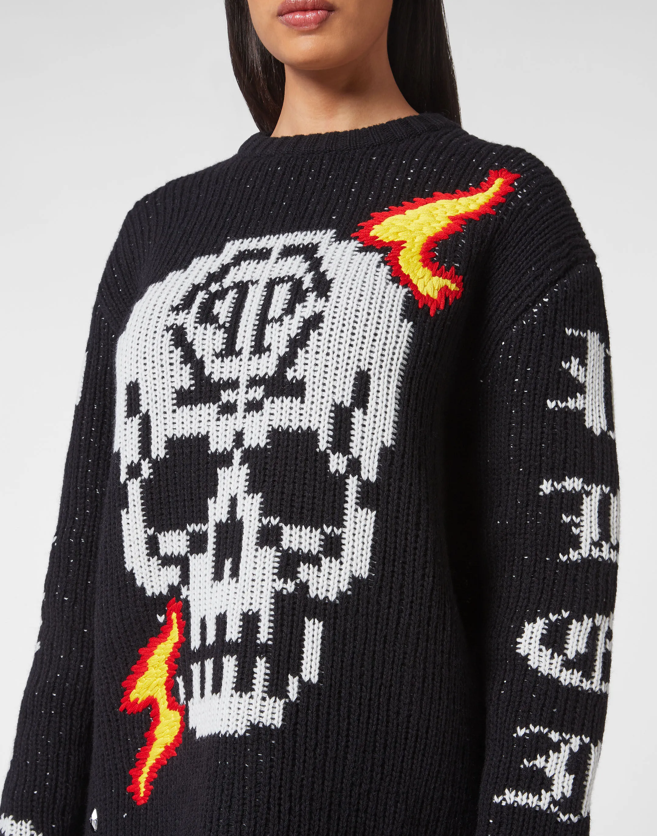 PHILIPP PLEIN Round Neck Pullover LS Skull