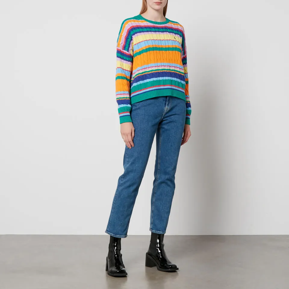 Polo Ralph Lauren Striped Cable-Knit Cotton Long Sleeve Pullover - XS | Coggles